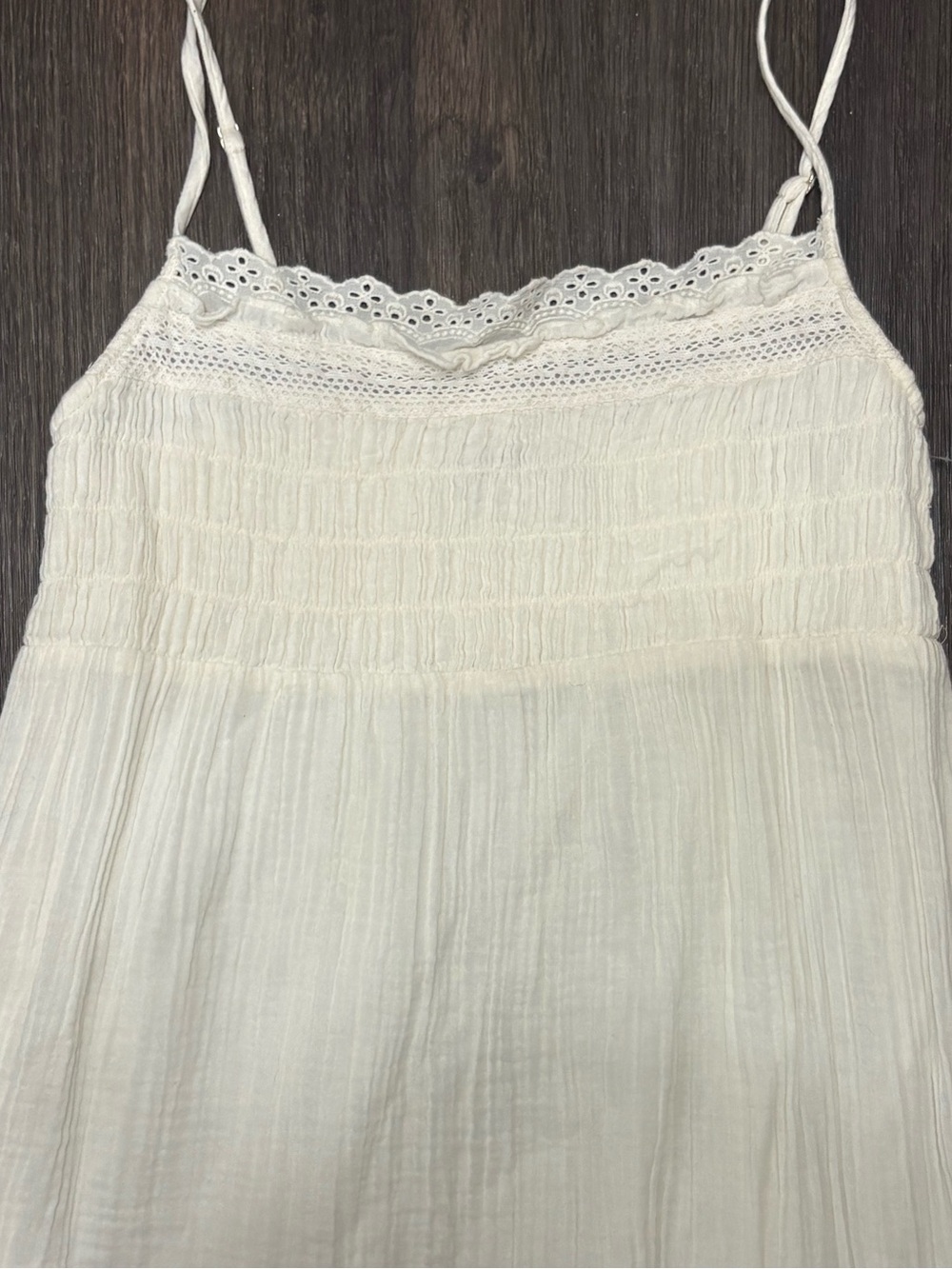 Zara White Smocked Maxi Dress Cottagecore Beach Vacation Size Small - Picture 3 of 5